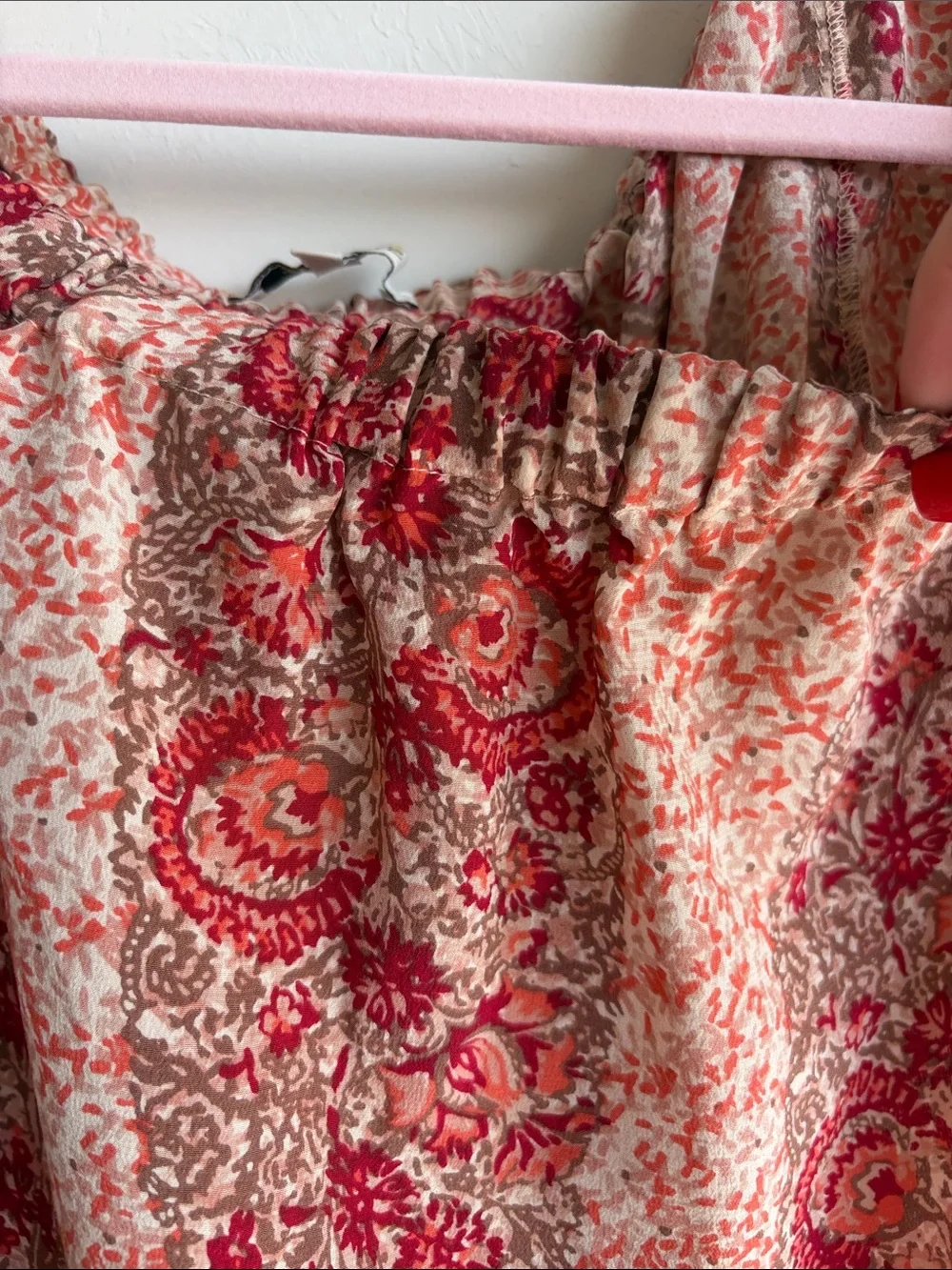 Madewell Womens Medium Paisley Puff Sleeve Silk Blouse Boho Flower